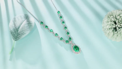 Pirmiana New Fashion 22.75ct Lab Grown Emerald Pendant Necklace S925 Silver Jewelry for Woman Gift Pendants