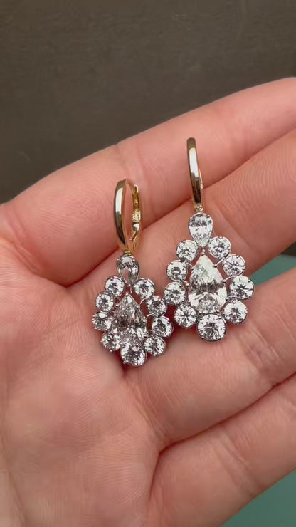 Pirmiana Custom Design 14K Yellow Gold Earrings for Women 1ct each Lab Grown Emerald and DEF CVD Diamond Jewelry