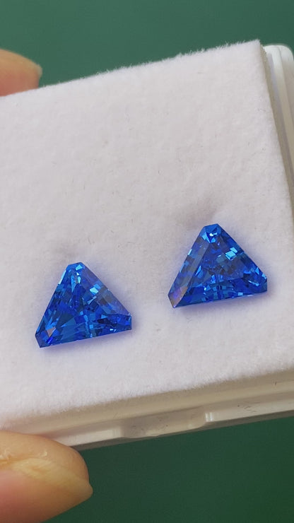 Pirmiana Triangle shape Lab Grown Cobalt Spinel Loose Gemstones for Jewelry Making