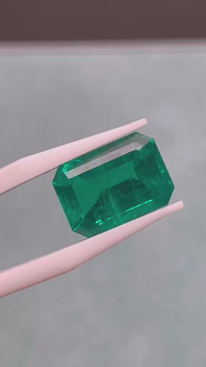Pirmiana 12.05ct Emerald Cut Lab Grown Emerald