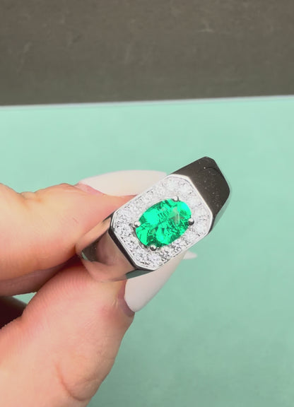 Pirmiana Hot Sale Classic Design Lab Grown Emerald 14k White Gold Rings 6X8MM 0.7ct Lab Grown Emerald Girlfriend Gift