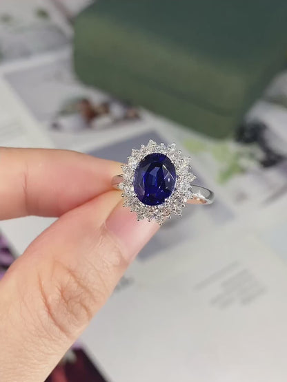 Ruif Customized about 2.7ct Lab Grown Sapphire Rings and diamond rings for Women Engagement Cocktail Jewelry