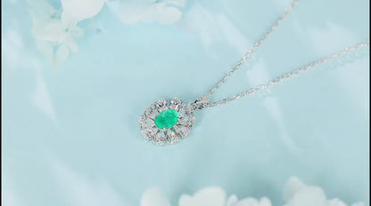 Pirmiana New Fashion 0.72ct Lab Grown Emerald Necklace S925 Silver Jewelry for Woman Gift Pendants