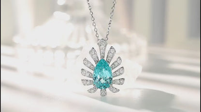 Pirmiana 5.02ct Lab Grown Paraiba Sapphire Pendant Necklace S925 Silver Lab Gemstone Jewelry Women