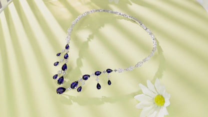 Pirmiana 2024 New Fashion S925 Silver Necklace 34.21ct Lab Grown Sapphire Pendants Necklace Jewelry For Wedding Party Gift