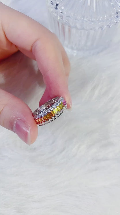 Pirmiana 2024 Hot Sale S925 Silver 2.18ct Lab Grown Sapphire Rainbow Ring Women Engagement Fashion Finger Gemstone Jewelry