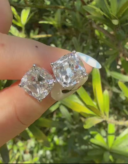 Pirmiana Custom Design 18K White Gold Earrings for Women 5ct Each Old Mine Cut Lab Grown Diamond Jewelry