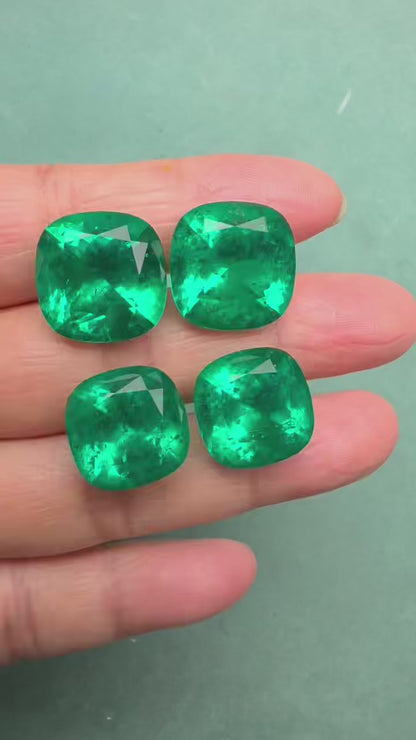 Pirmiana Big Size Cushion Cut Colomnia Color Lab Growm Emerald with Nice Inclushions Like Natural Gems