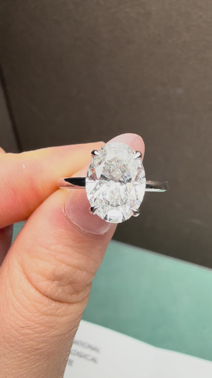 Pirmiana Jewelry Customized Platinum 2.8ct Oval Shape Lab Grown Diamond Engagement Wedding Band Rings for Women