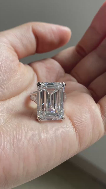 Ruif Custom Make 18k Gold Luxury 20ct F VS1 Emerald Cut Lab Grown Diamons Rings for Women Wedding Rings