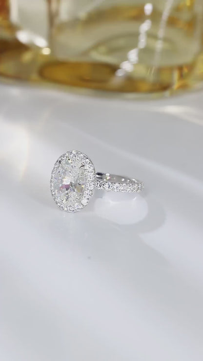 Pirmiana Elegant and Luxury 4.18ct Simulated Diamond Rings 18K Gold Jewelry Engagement Gift Women