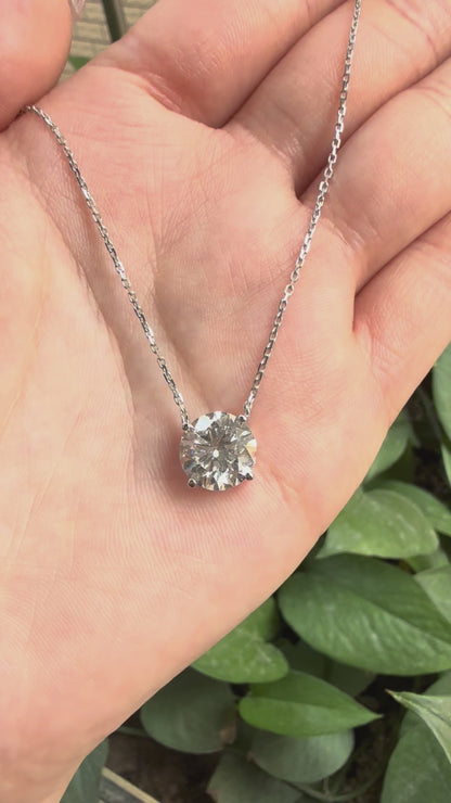 Ruif Jewelry Classic Design 18k white gold 3ct Round Shape Lab Grown Diamond Pendant Necklace Gemstone Jewelry