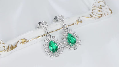 Pirmiana New Arrival S925 Silver 3.5ct Lab Grown Emerald Stainless Steel Earrings for Women