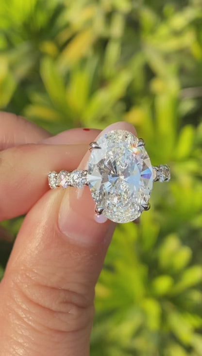 Pirmiana Custom Design 18k White Gold Oval Shape 5ct E Color Lab Grown Diamond Ring