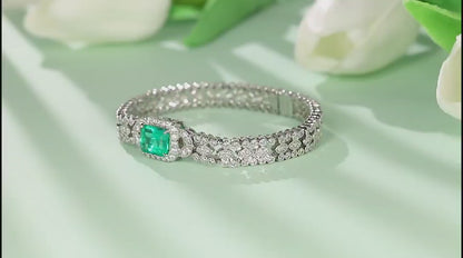 Pirmiana New Custom Design S925 Silver 2.84ct Lab Grown Emerald Bracelet Fashion Jewwelry for Party Gift