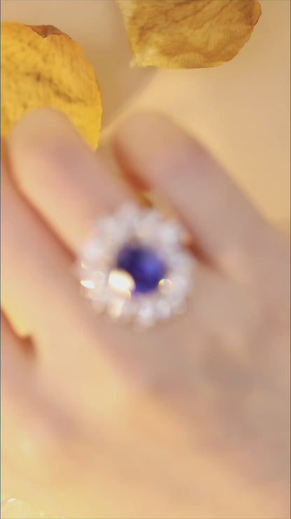 Pirmiana Jewelry S925 Silver 8.43ct Lab Grown Blue Sapphire Ring Engagement Wedding Gifts