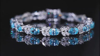 Pirmiana 2024 Hot Sale S925 Silver 18.29ct Lab Grown Paraiba Bracelet Engagement Women