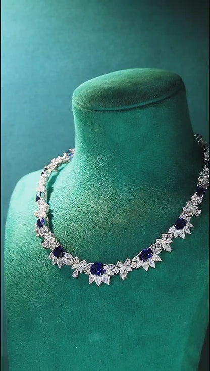 Pirmiana 2024 New Fashion S925 Silver Necklace 27.97ct Lab Grown Sapphire Pendants Necklace Jewelry For Wedding Party Gift
