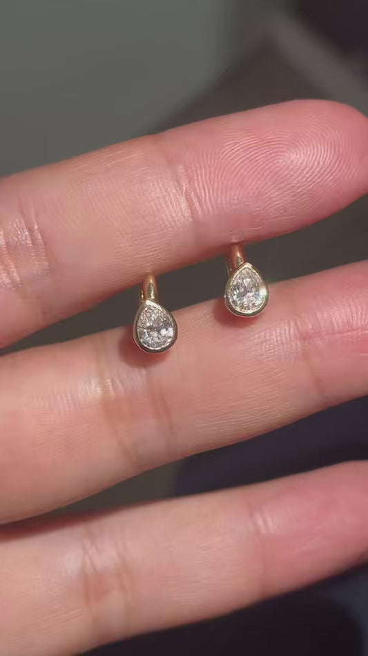Pirmiana Custom Design 18k Yellow Gold Pear 4x5mm Lab Grown Diamond Earrings