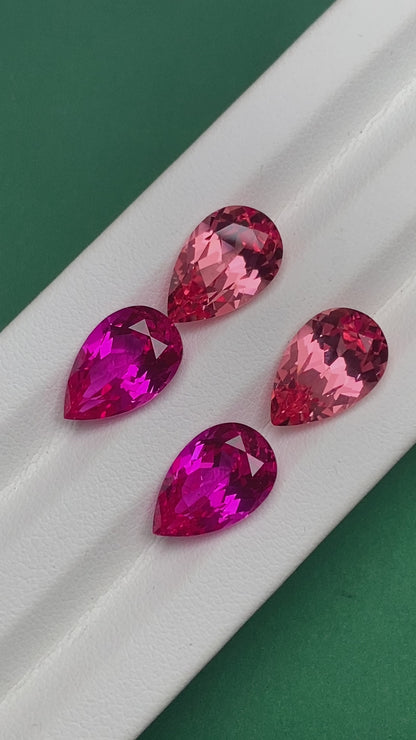 Pirmiana Pear shape Lab Grown Padparadscha Loose Gemstones for Jewelry Making