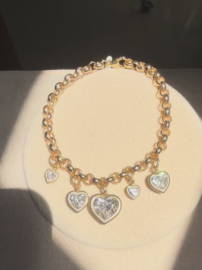 Pirmiana Jewelry Customized heart Shape 18+14K Yellow Gold 2ct Center Lab Grown Diamond Bracelet Engagement for Women Fine Jewelry