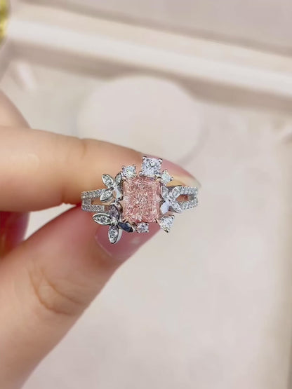 Pirmiana New Fashion 1.32ct shining Lab Grown Pink Diamond Rings PT950 Platinum Jewelry Engagement Gift Women