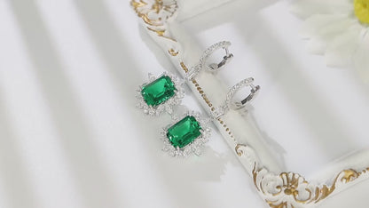 Pirmiana New Arrival S925 Silver 9.22ct Lab Grown Emerald Stainless Steel Earrings for Women