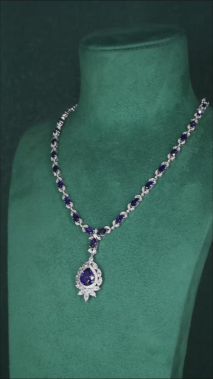 Pirmiana 2024 New Fashion S925 Silver Necklace 24.36ct Lab Grown Sapphire Pendants Necklace Jewelry For Wedding Party Gift