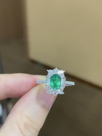 Pirmiana Customized 18k Gold 0.73ct Lab Grown Emerald with 0.69ct Diamond Ring Jewelry Engagement Gift Women