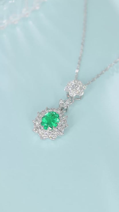 Pirmiana New Fashion 1.78ct Lab Grown Emerald Necklace S925 Silver Jewelry for Woman Gift Pendants