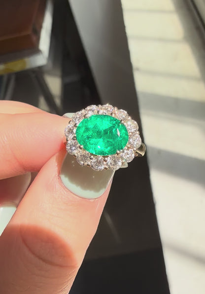 Pirmiana Hot Sale Classic Design Lab Grown Emerald 14k yellow Gold Rings 7X9MM 1.7ct Lab Grown Emerald Girlfriend Gift