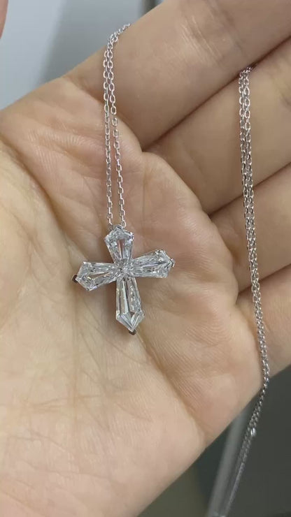 Ruif Customize 18k Gold about 3.5ct Cross Lab Grown Diamond Necklace for Women Chain Choker Female Shiny Jewelry