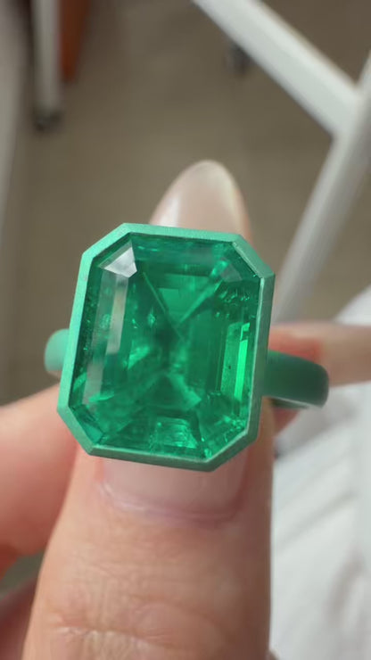 Pirmiana Jewelry Custom Design Ruif Jewelry Classic Design Popular Personality Titanium Gold 3ct Top Quality Lab Grown Emerald  Ring Jewelry For Man Gift