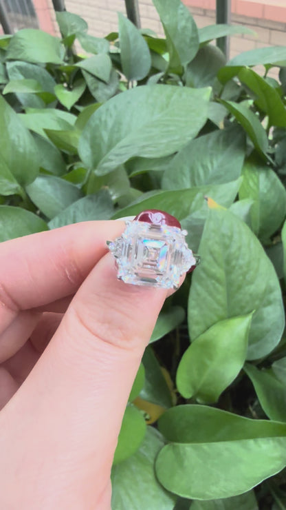 Pirmiana Jewelry Customized 18k White Gold 8ct Asscher Cut Lab Grown Diamond Engagement Wedding Band Rings for Women Fine Jewelry