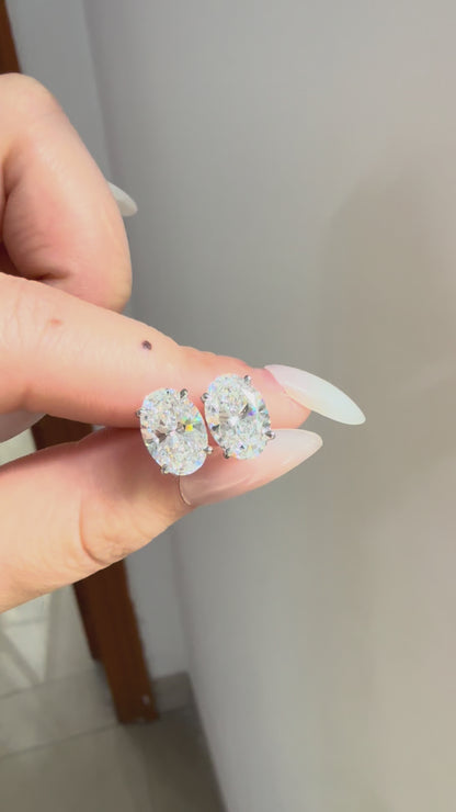 Pirmiana Custom Design 18K White Gold Earrings for Women 2ct Each Oval Shape CVD Lab Grown Diamond Jewelry