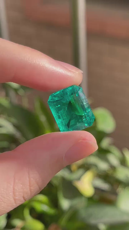 Pirmiana 11.73ct Emerald Cut Lab Grown Emerald