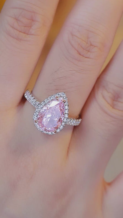 Pirmiana New Fashion 3ct Pear Shape Simulated Diamond Rings S925 Silver Jewelry Engagement Gift Women