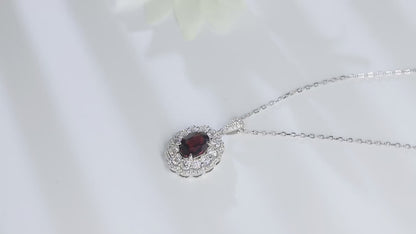 Pirmiana Fashion 3ct Natural Garnet Necklace S925 Silver Jewelry Engagement Gift Women