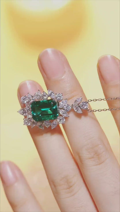 Pirmiana New Fashion 4.63ct Lab Grown Emerald Pendant Necklace S925 Silver Jewelry for Woman Gift Pendants