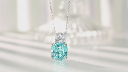 Pirmiana 13.01ct Lab Grown Paraiba Sapphire Pendant Necklace S925 Silver Lab Gemstone Jewelry Women