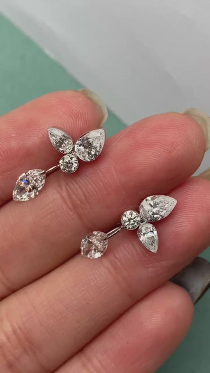Primiana  2025 Hot Sale Special Design 18K Pear Shape Earrings Perforation Lab Diamond Girlfriend Gift