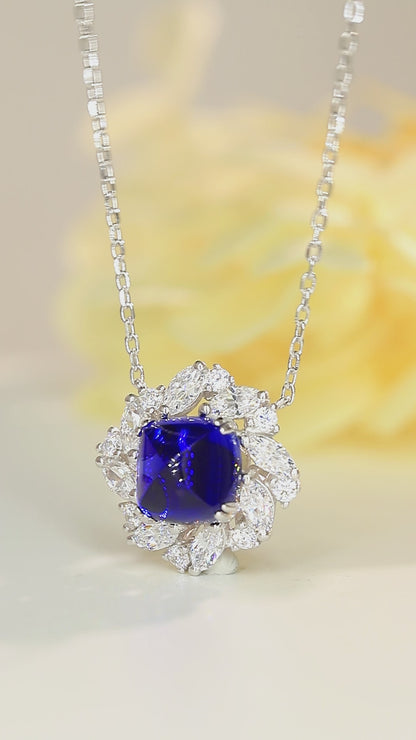 Pirmiana 2024 New Fashion S925 Silver Necklace 5.29ct Lab Grown Sapphire Pendants Necklace Jewelry For Wedding Party Gift
