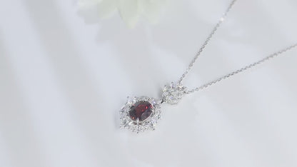 Pirmiana Fashion 3.62ct Natural Garnet Necklace S925 Silver Jewelry Engagement Gift Women