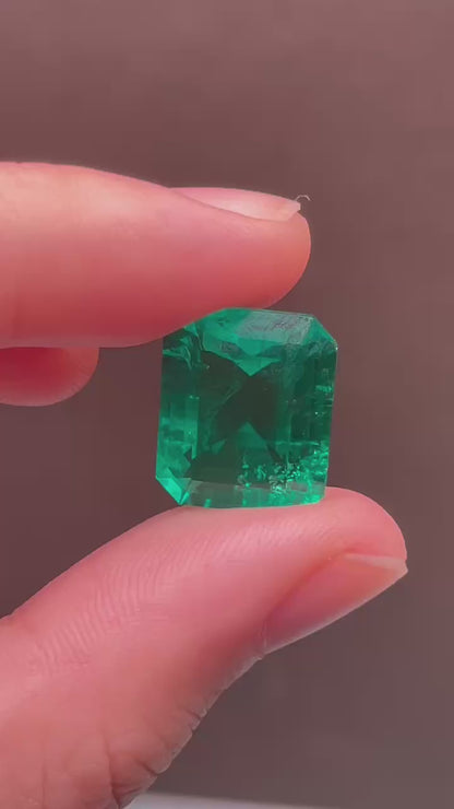 Pirmiana 11.73ct Emerald Cut Lab Grown Emerald