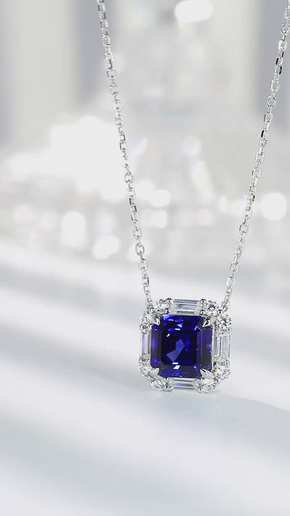 Pirmiana 2024 New Fashion S925 Silver Necklace 3.4ct Lab Grown Sapphire Pendants Necklace Jewelry For Wedding Party Gift