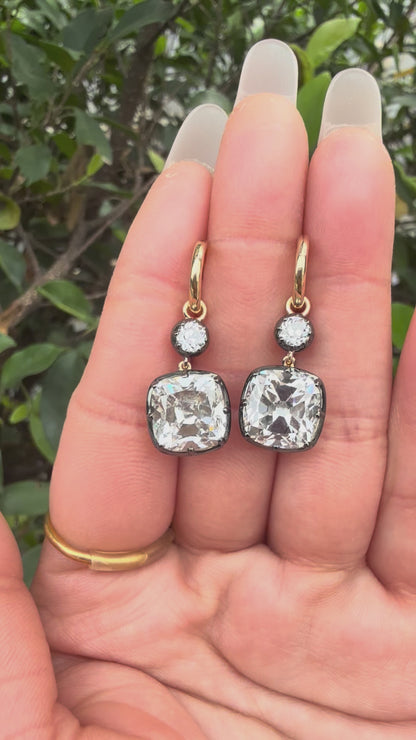 Pirmiana Custom Design 18K Yellow Gold 5ct Each Old Mine Cut Earrings for Women Lab Grown Diamond Jewelry