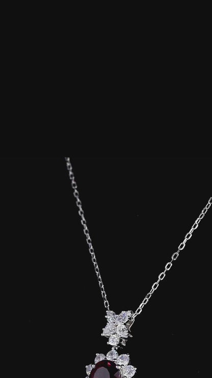 Pirmiana Fashion 5.165ct Natural Garnet Necklace S925 Silver Jewelry Engagement Gift Women