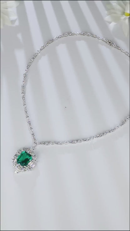 Pirmiana New Fashion 7.725ct Lab Grown Emerald Pendant Necklace S925 Silver Jewelry for Woman Gift Pendants