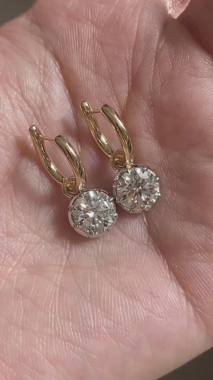 Ruif Customize 14k Yellow Gold about 1.5ct G VS1  CVD Lab Grown Diamond  Hoops Earrings For Women  Versatile  Engagement