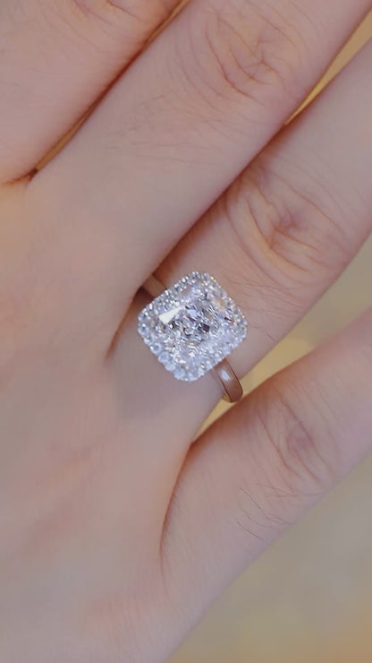 Pirmiana New Fashion 3ct Radiant Simulated Diamond Rings S925 Silver Jewelry Engagement Gift Women